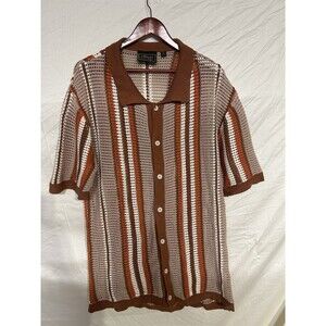 Massive Luxury Edition Retro Stripe Crochet Knit Polo Shirt Button